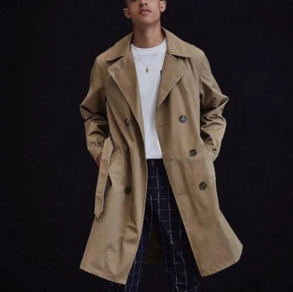 URBAN Outfitters khaki tan urban trench coat Men’s XS - Picture 3 of 7